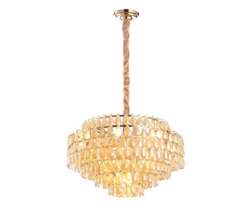 Lustre Odeon Conhaque e Dourado Bivolt