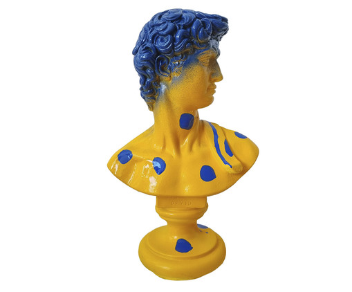 Escultura Davi Amarelo e Azul