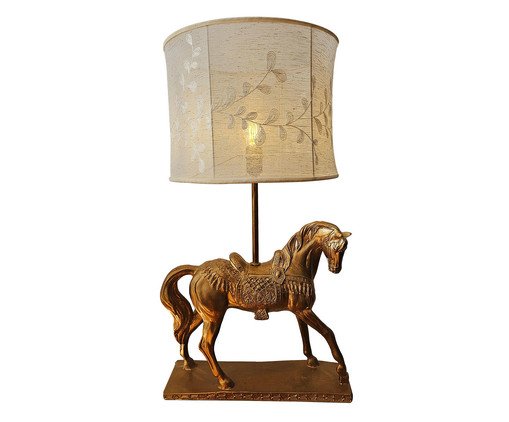 Base Luminária Cavalo Árabe Dourado Bivolt