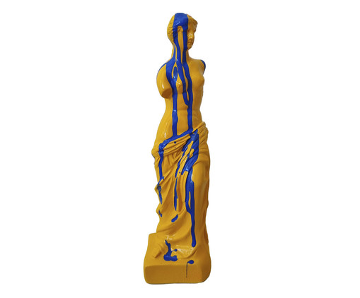 Escultura Deusa Grega Vênus Amarelo e Azul