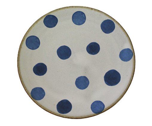 Prato para Sobremesa em Porcelana Vintage Blue Poá Paros Al Mare - 14,8X1,5cm