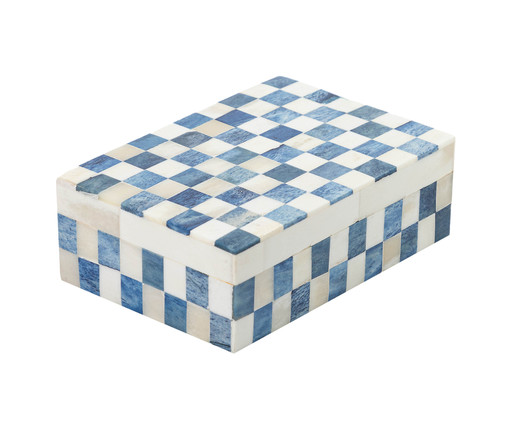 Caixa Decorativa Deep Pequena Azul e Creme