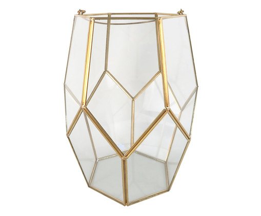 Vaso em Vidro e Metal Milly - Transparente e Dourado