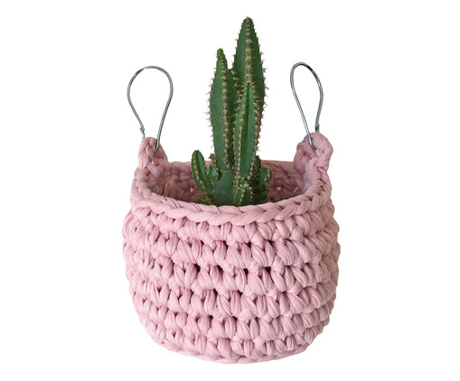 Cesto de Crochet Hang Rosa Claro - Hometeka