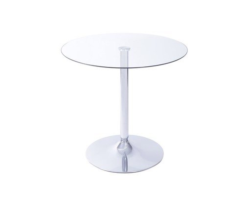 Mesa de Jantar Redonda Apollo com Tampo em Vidro - Transparente