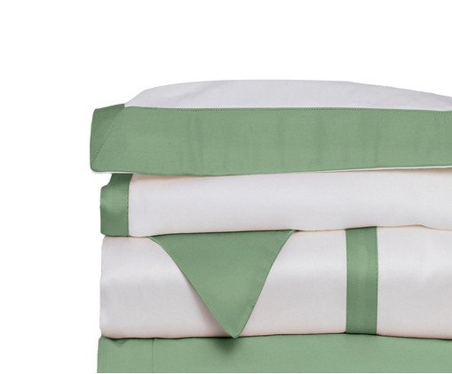 Jogo de Cama Casual Branco e Verde - Queen