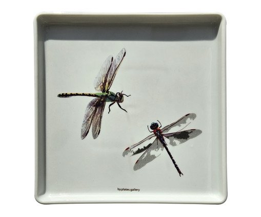 Prato de Porcelana Libélula Quadrada