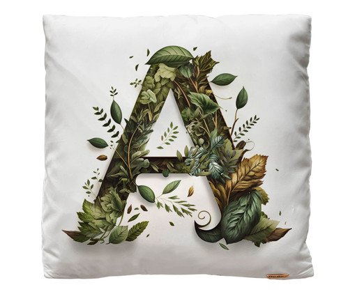 Capa de Almofada Monograma Botanical Letra A Branca