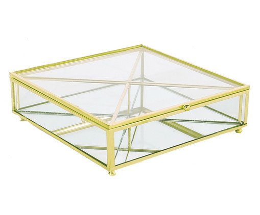 Porta-Objetos de Vidro Ben - Transparente e Dourado