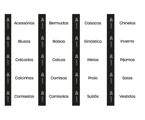 Etiquetas Adesivas para Organização de Closet Feminino Transparente