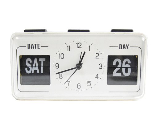 Relógio de Mesa com Calendário Branco