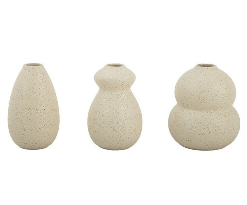 Jogo de Minivasos em Cerâmica Bege
