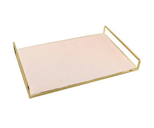 Bandeja para Servir em Metal Liam - Rosa e Dourado