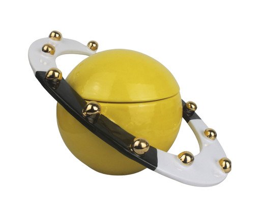 Caixa Saturno Amarelo, Preto com Ouro