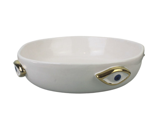 Bowl Eye Grego Branco com Ouro