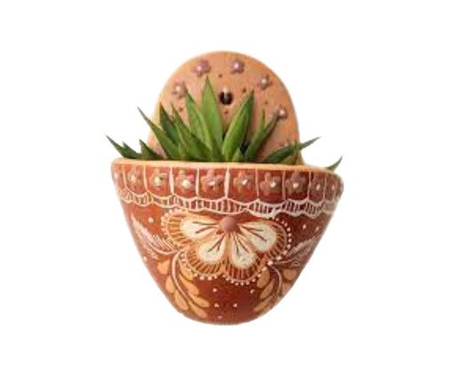 Vasinho Médio de Parede em Cerâmica Jequitinhonha - Terracota