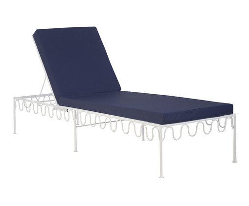 Espreguiçadeira Pop Outdoor Waves Azul Marinho e Branca