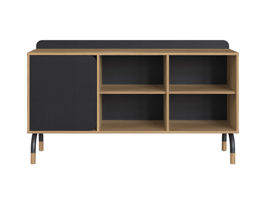 Balcão Credenza 1 Porta 1 Gaveta Flexus Hanover e Nero