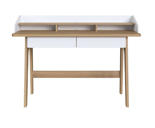 Escrivaninha 2 Gavetas Flexus - Hanover e Branco Escrivaninha 2 Gavetas Flexus - Hanover e Branco