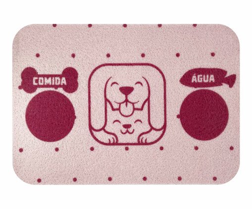 Tapete Comedouro Gato e Cachorro Rosa