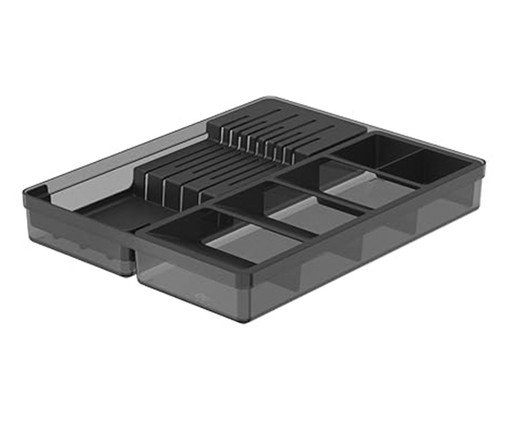 Organizador de Facas e Talheres Clear - Preto Fechado