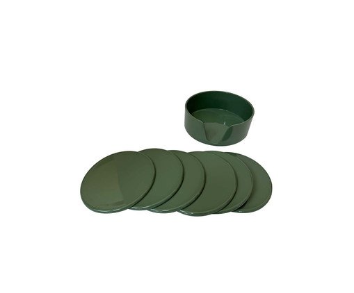 Jogo de Porta Copos com Suporte Pili Verde Oliva