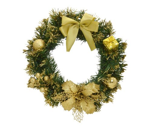 Guirlanda Decorada Fluffy com Laço - Dourado