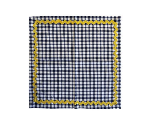 Guardanapo Xadrez Azul e Branco com Sianinha Amarela