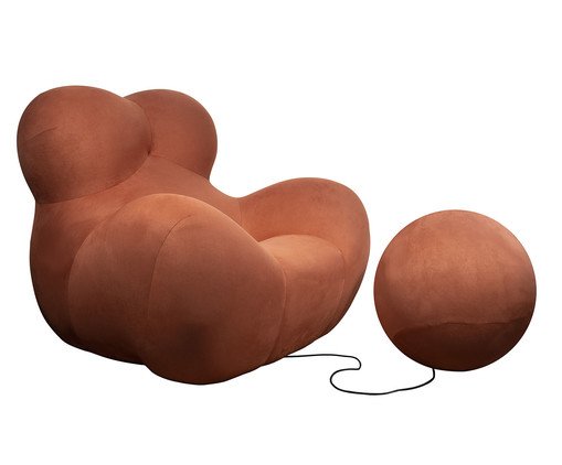 Poltrona com Pufe Feminille Terracota