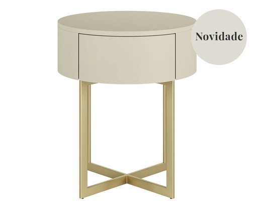 Mesa de Cabeceira Redonda Pecci Frapê e Dourado
