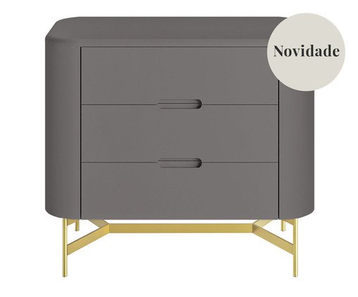 Mesa de Cabeceira Greyz Cinza e Dourado