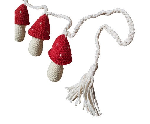 Varal em Crochê Cogumelo Vermelho e Branco
