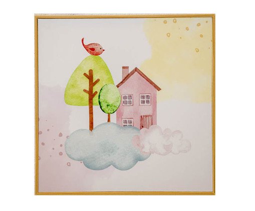 Quadro Casinha Vermelho e Bege