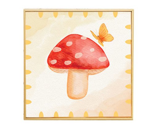 Quadro Cogumelo Vermelho e Bege