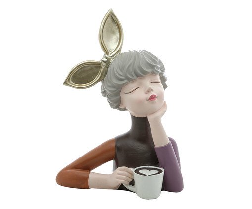 Adorno Boneca com Xícara