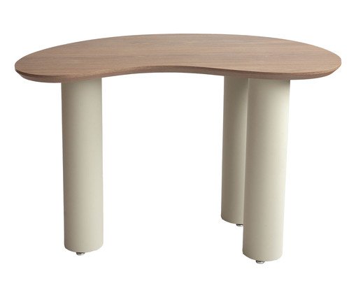 Escrivaninha Orgânica Taupe e Madeirado Escrivaninha Orgânica Taupe e Madeirado