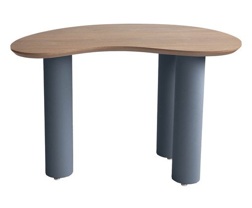 Escrivaninha Orgânica Azul Névoa e Madeirado Escrivaninha Orgânica Azul Névoa e Madeirado