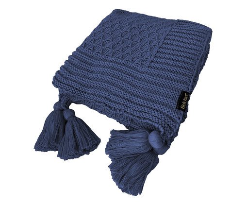 Manta Peseira com Tassel Azul Jeans