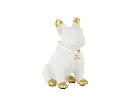 Adorno Cachorro com Coleira - Branco