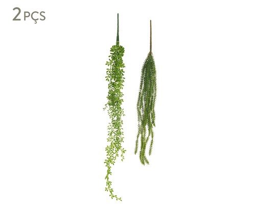 Dupla Ramo de Folhas Suspensas - Verdes
