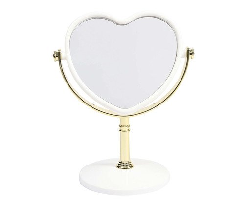 Espelho Heart Mesa Modern Branco e Gold