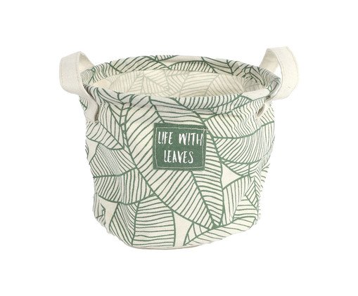 Cachepot Impermeavel White Leafs Verde e Branco