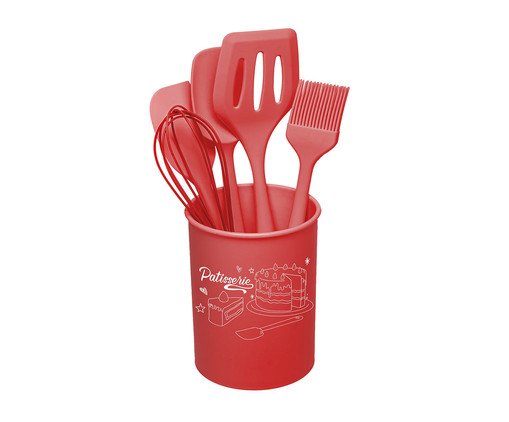 Jogo de Utensílios para Confeitaria com Suporte Patisserie Vermelho