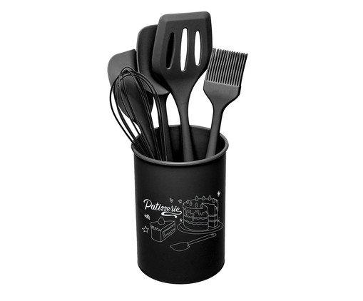 Jogo de Utensílios para Confeitaria com Suporte Patisserie Preto