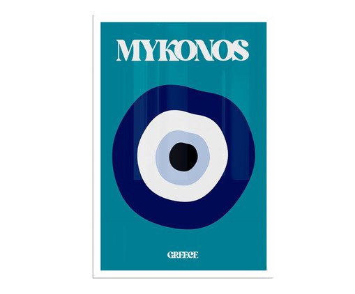 Quadro Mykonos com Moldura Branca Quadro Mykonos com Moldura Branca
