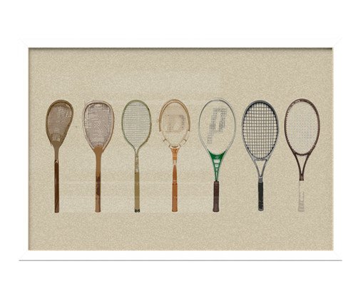 Quadro Raquetes com Moldura Branca Quadro Raquetes com Moldura Branca