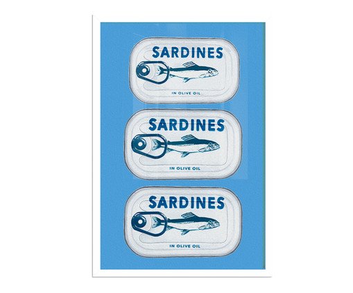 Quadro Sardinha com Moldura Branca Quadro Sardinha com Moldura Branca