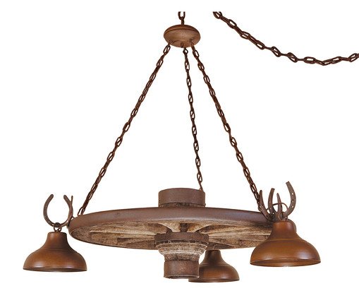Lustre Roda de Carroça Estância Envelhecido Bivolt