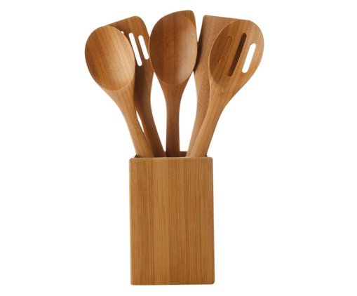 Jogo de Utensílios de Cozinha em Bambu Julian - Natural