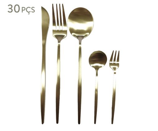 Faqueiro em Inox Berlin Dourado